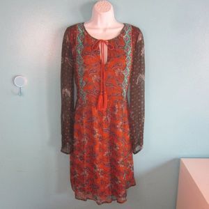Sundance Orange and Black Paisley Midi Dress